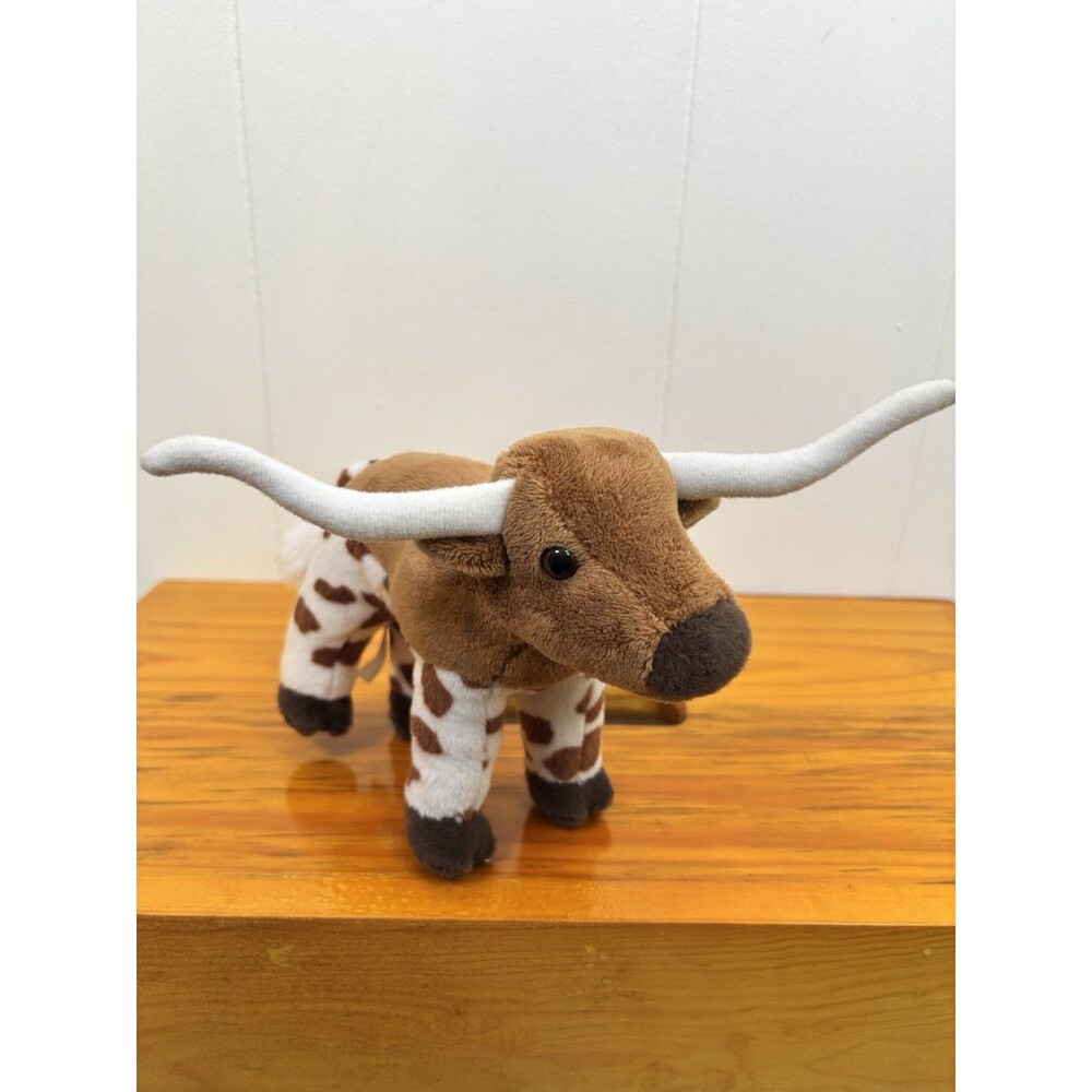 Douglas Long Horn Bull Plush Cattle Brown Spotted 7.5" Long‎ Stuffed Toy